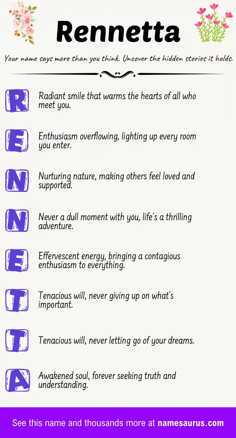Acrostic poem about Rennetta.