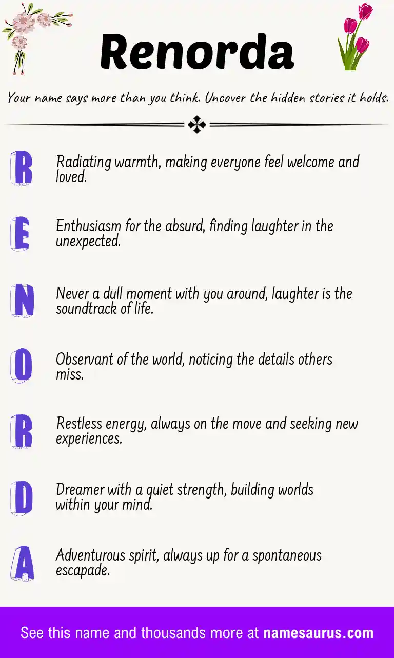 Acrostic poem about Renorda.