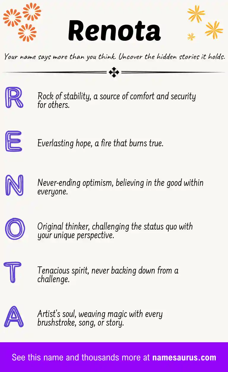 Acrostic poem about Renota.