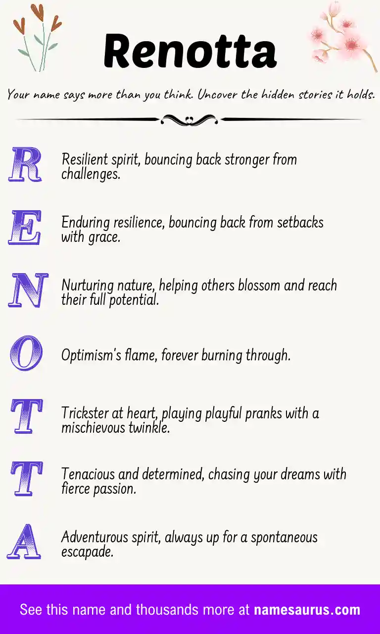 Acrostic poem about Renotta.