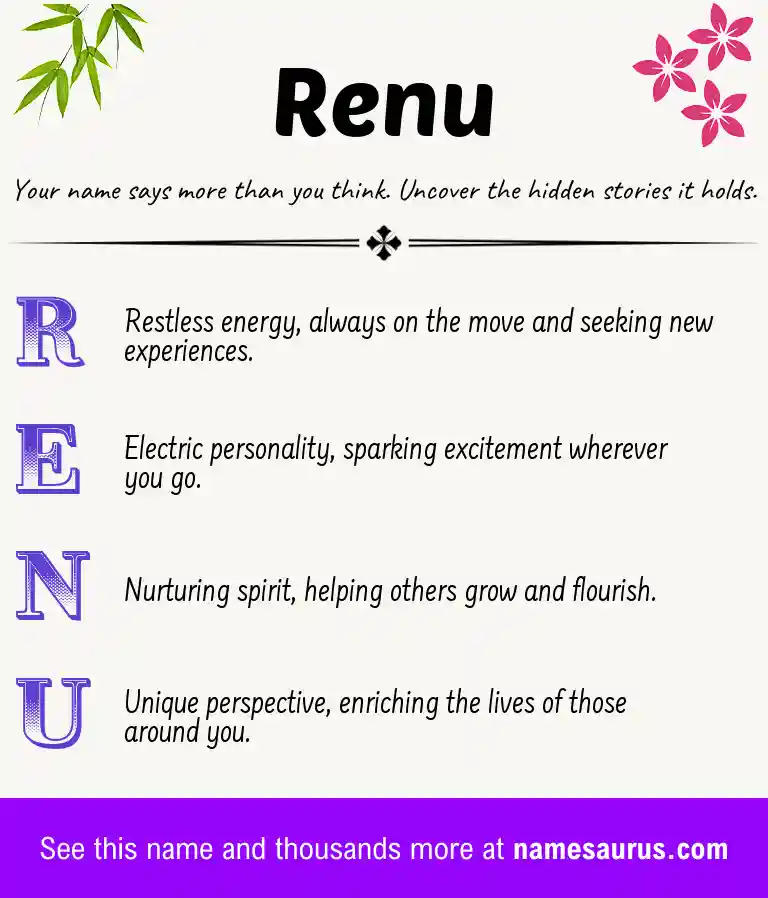 Acrostic poem about Renu.