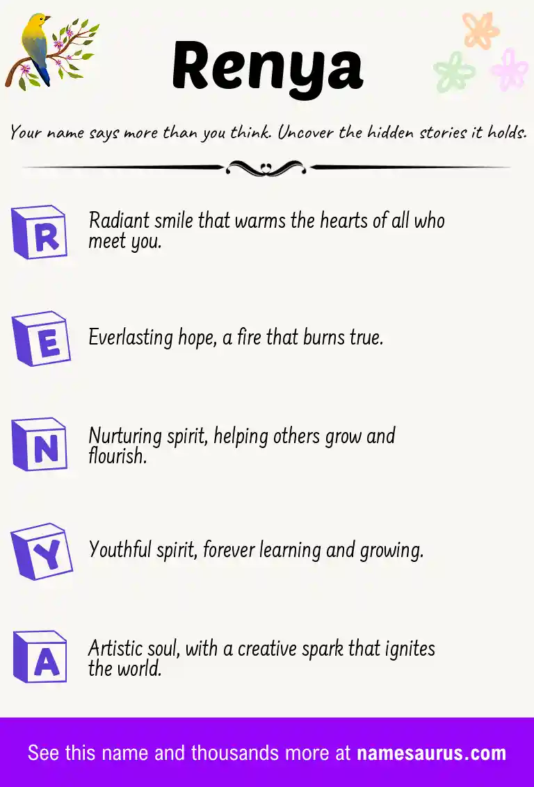 Acrostic poem about Renya.