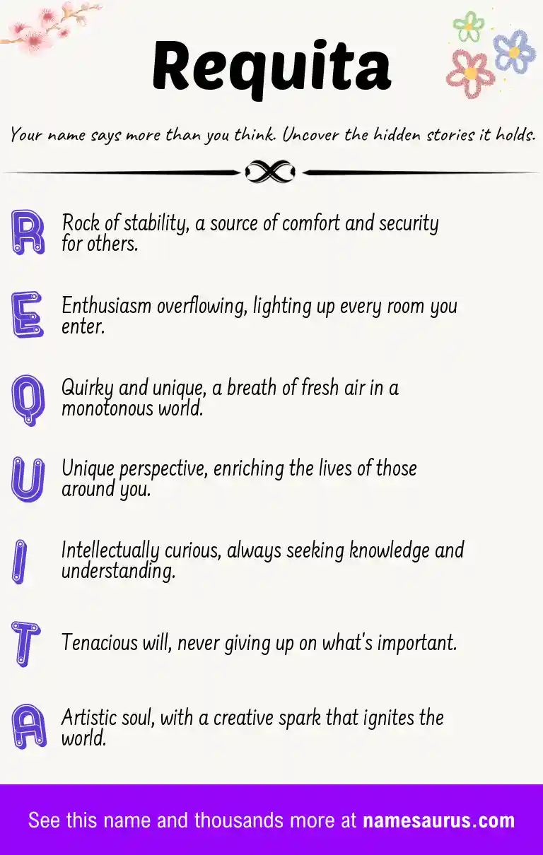 Acrostic poem about Requita.