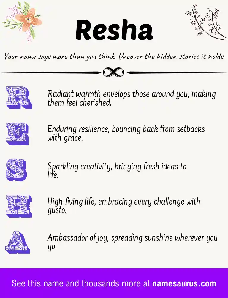 Acrostic poem about Resha.