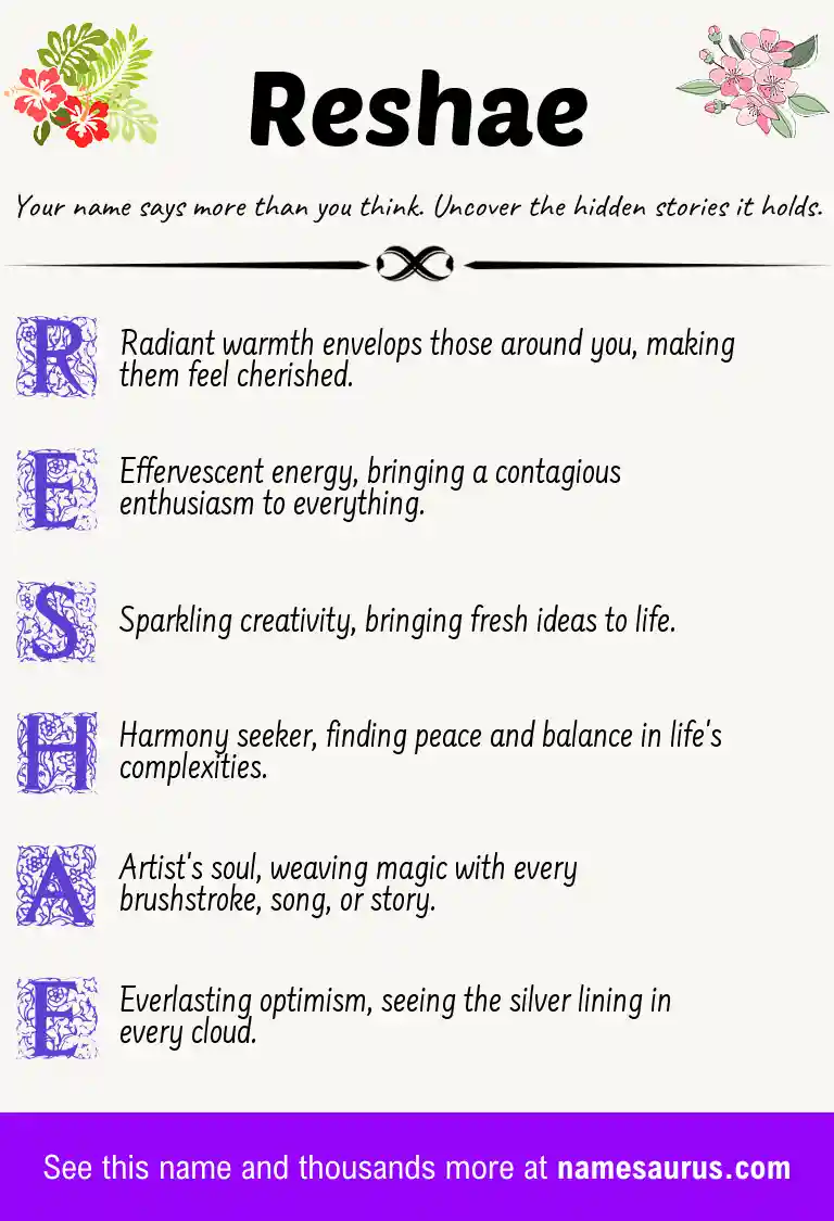 Acrostic poem about Reshae.