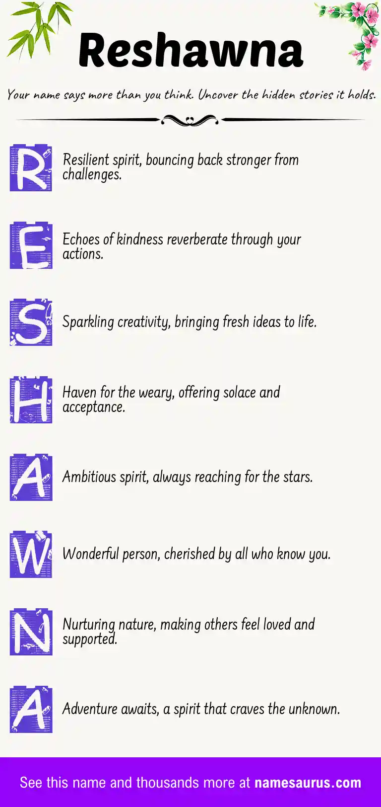 Acrostic poem about Reshawna.