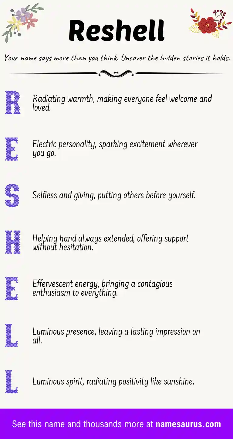Acrostic poem about Reshell.