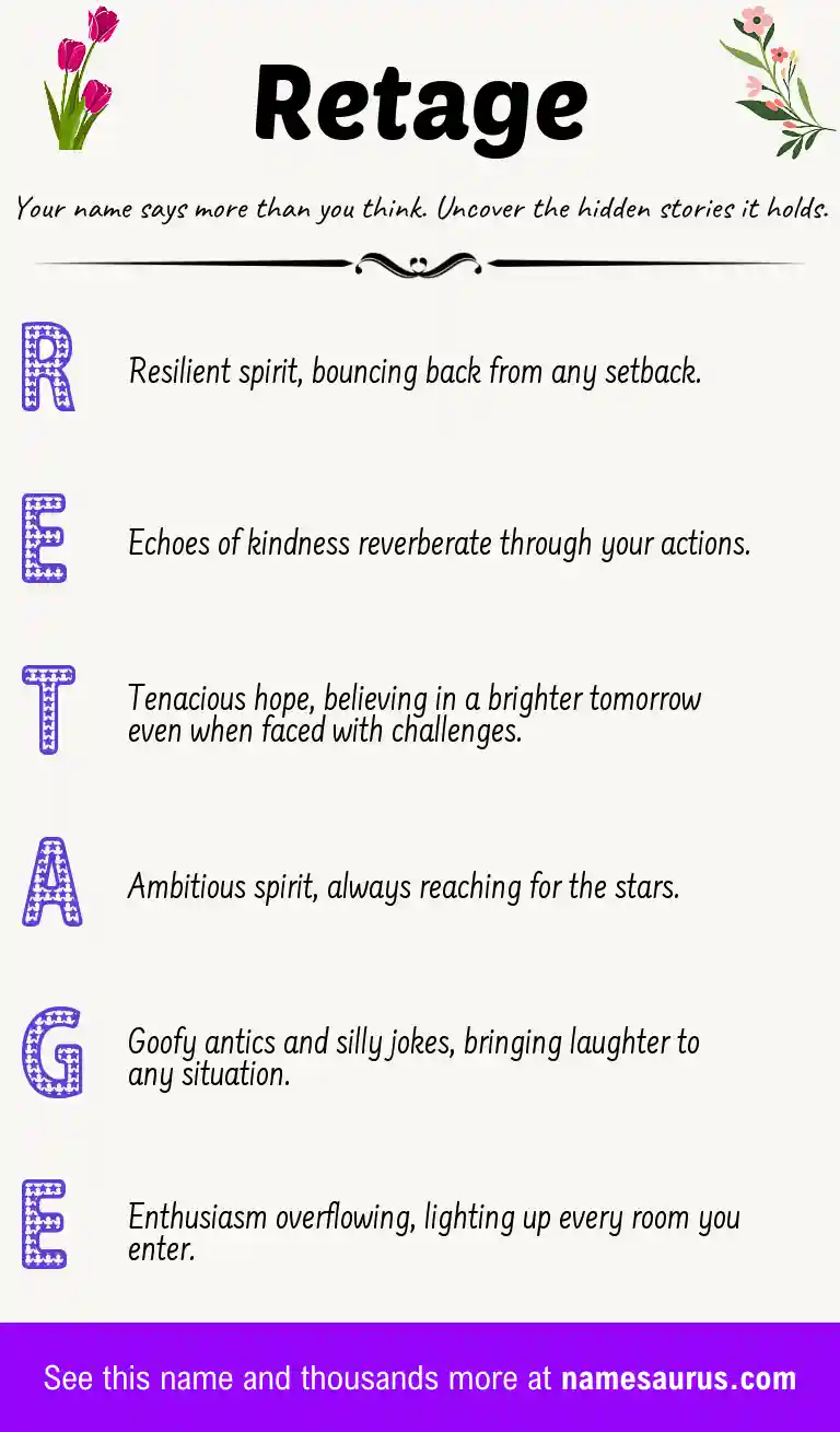 Acrostic poem about Retage.