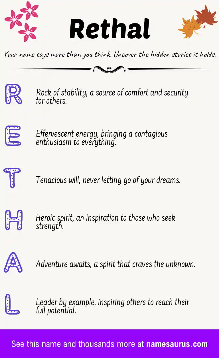 Acrostic poem about Rethal.
