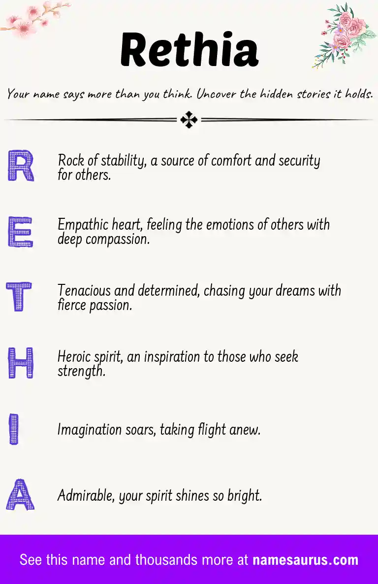Acrostic poem about Rethia.