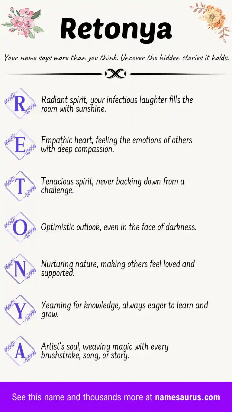 Acrostic poem about Retonya.