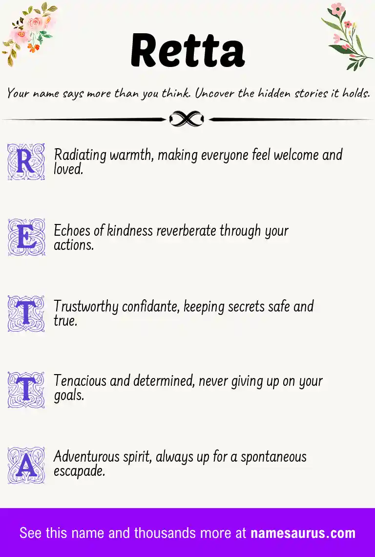 Acrostic poem about Retta.