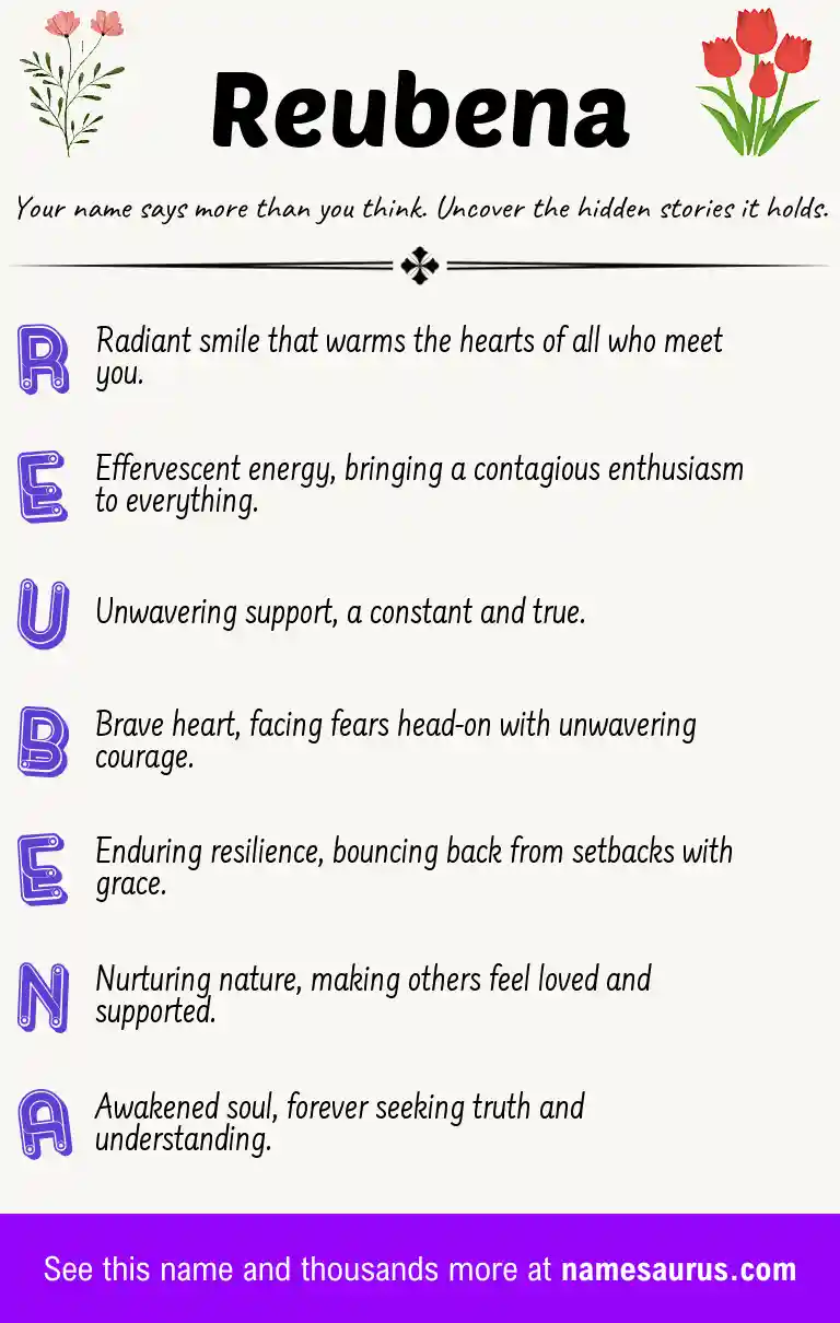 Acrostic poem about Reubena.