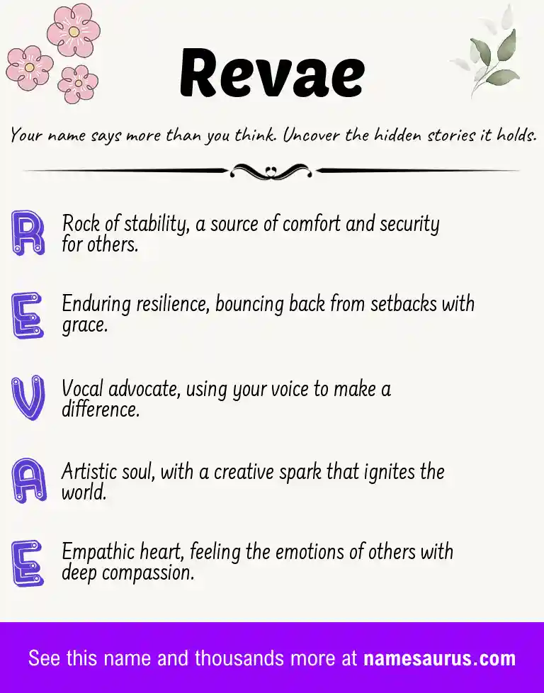Acrostic poem about Revae.
