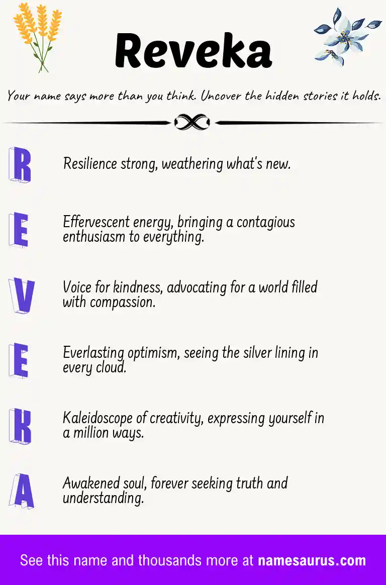 Acrostic poem about Reveka.