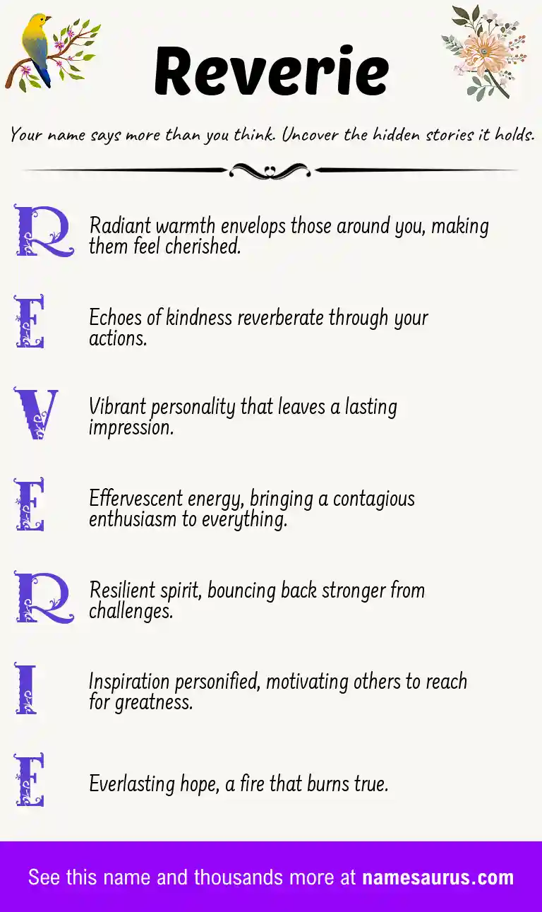 Acrostic poem about Reverie.