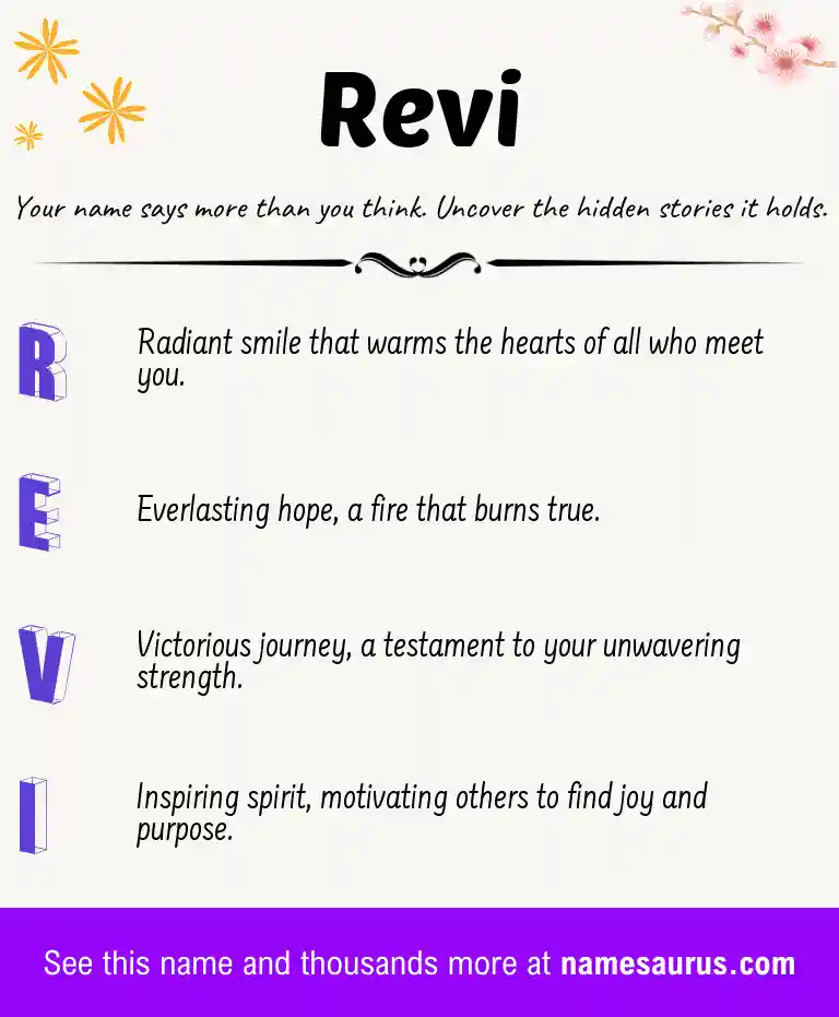 Acrostic poem about Revi.