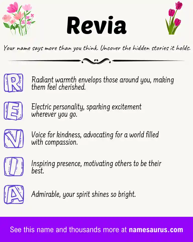 Acrostic poem about Revia.