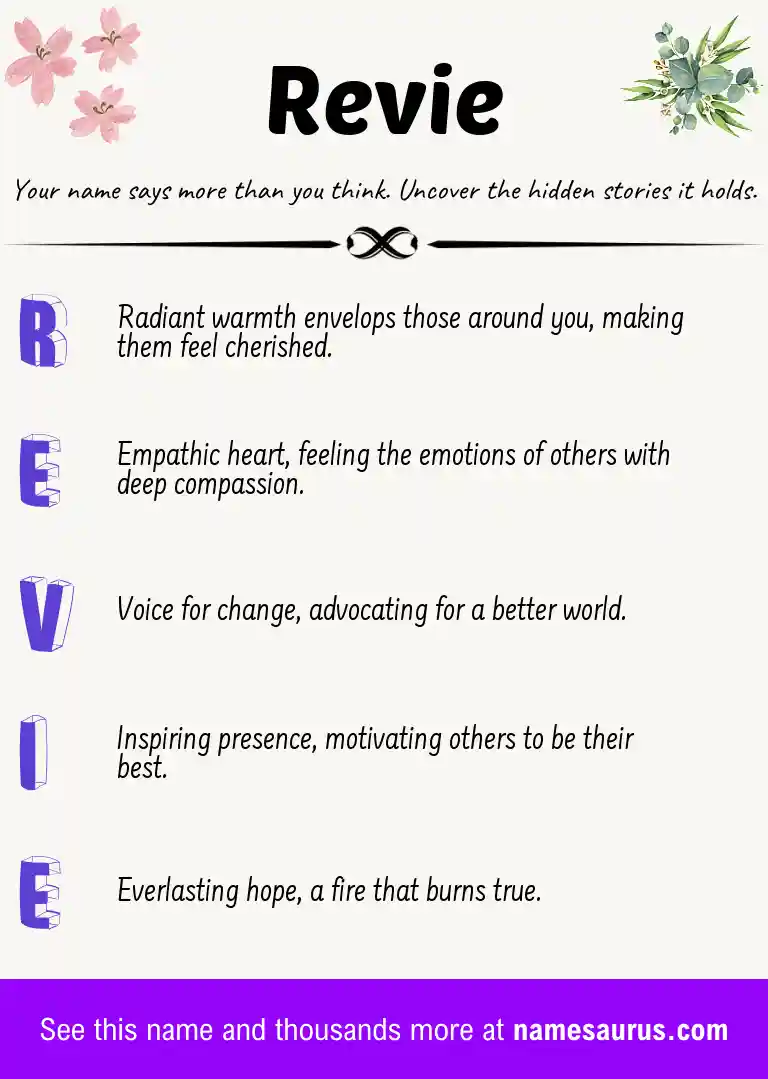 Acrostic poem about Revie.