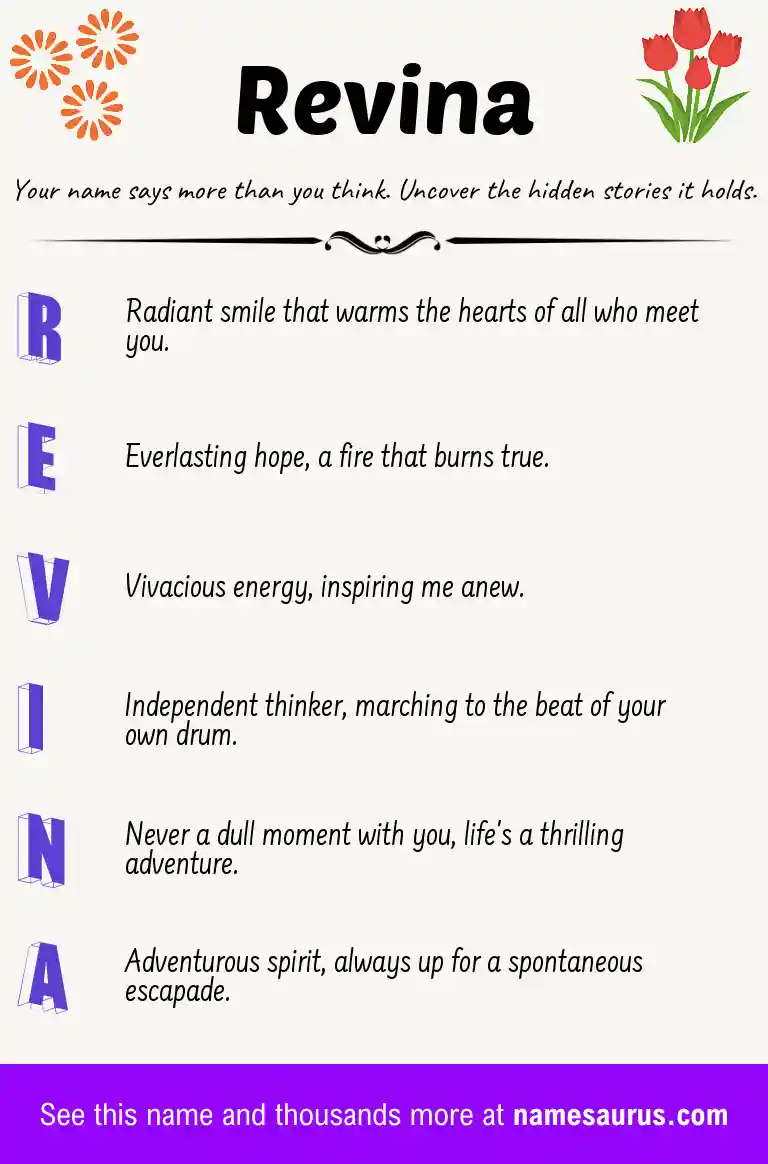 Acrostic poem about Revina.