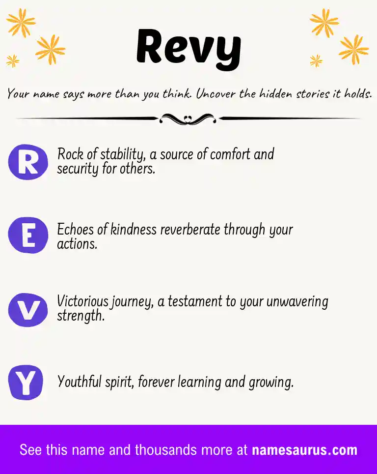 Acrostic poem about Revy.