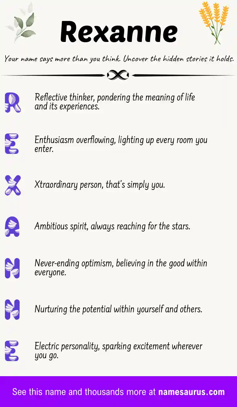 Acrostic poem about Rexanne.