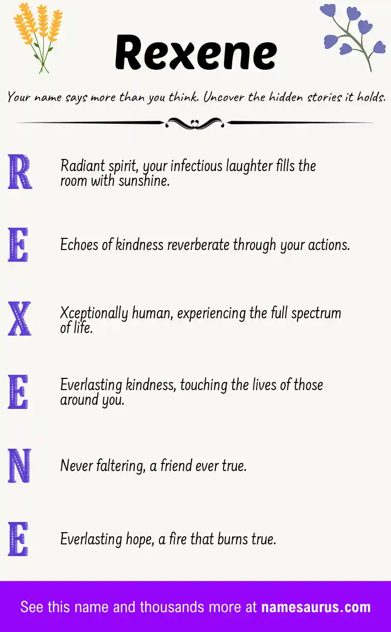 Acrostic poem about Rexene.