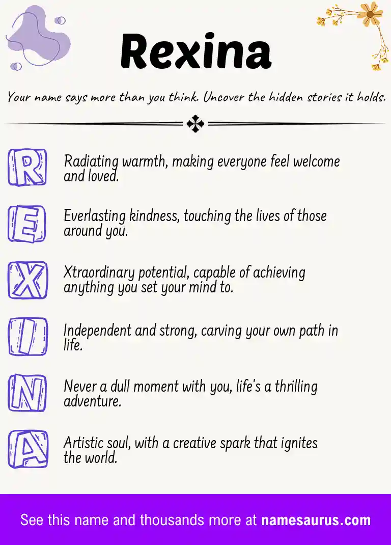 Acrostic poem about Rexina.