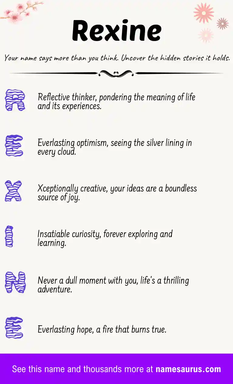 Acrostic poem about Rexine.
