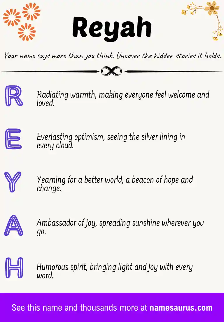 Acrostic poem about Reyah.
