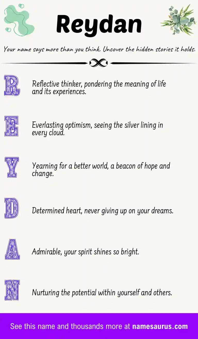 Acrostic poem about Reydan.