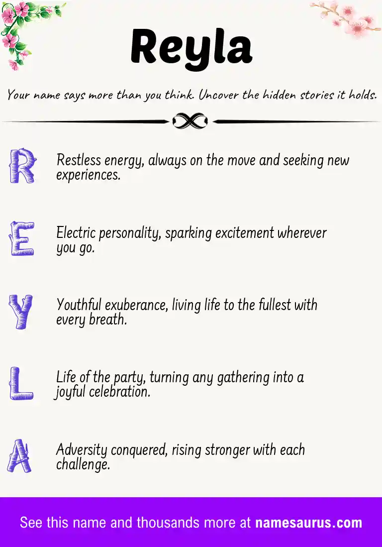 Acrostic poem about Reyla.