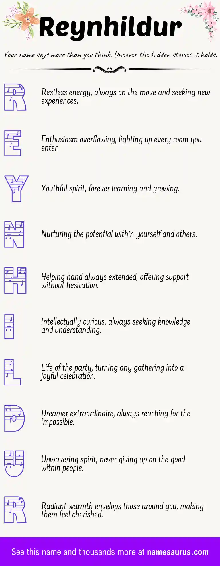 Acrostic poem about Reynhildur.