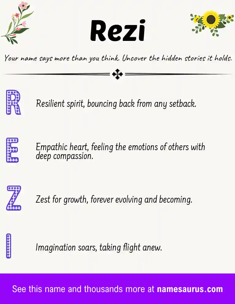 Acrostic poem about Rezi.