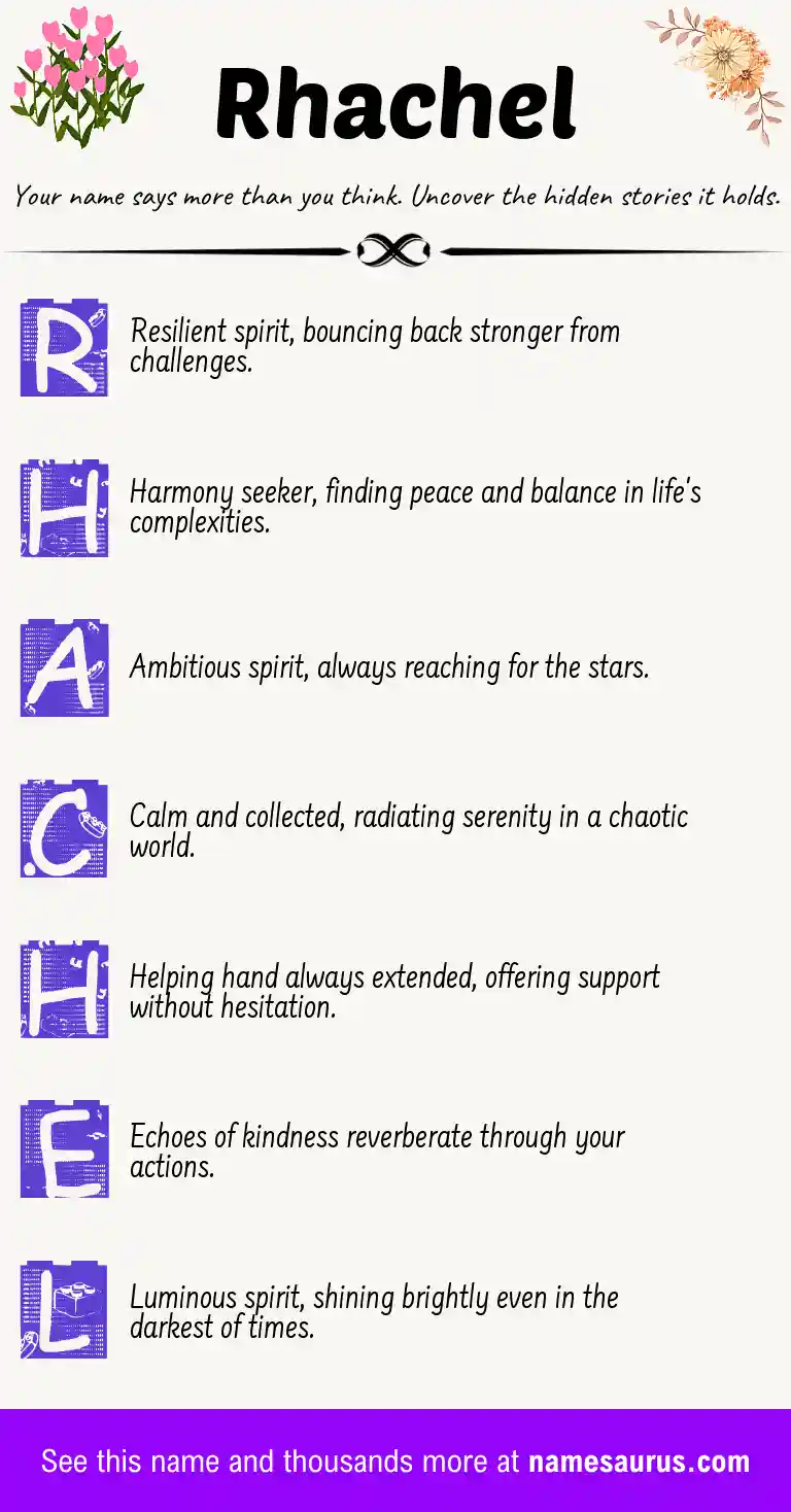 Acrostic poem about Rhachel.