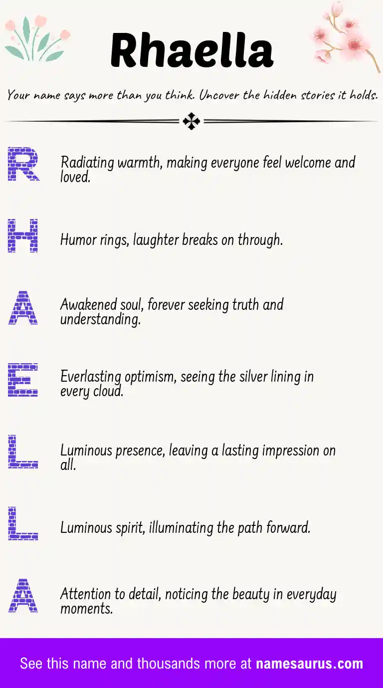 Acrostic poem about Rhaella.