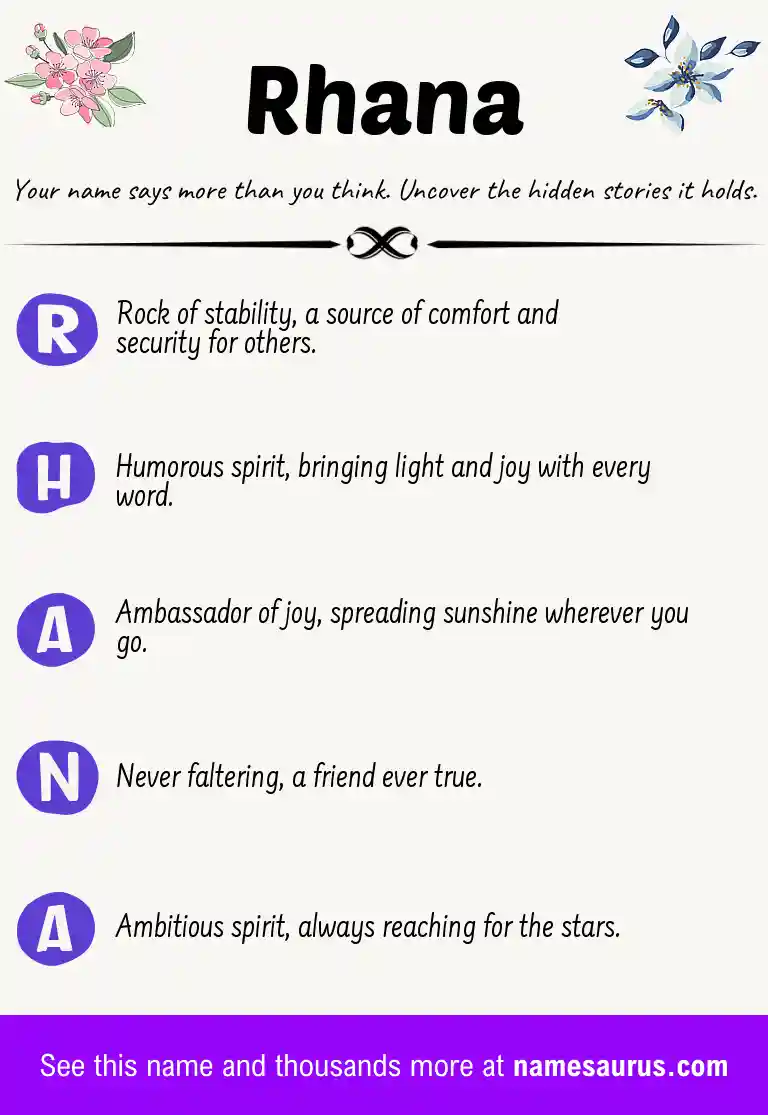 Acrostic poem about Rhana.