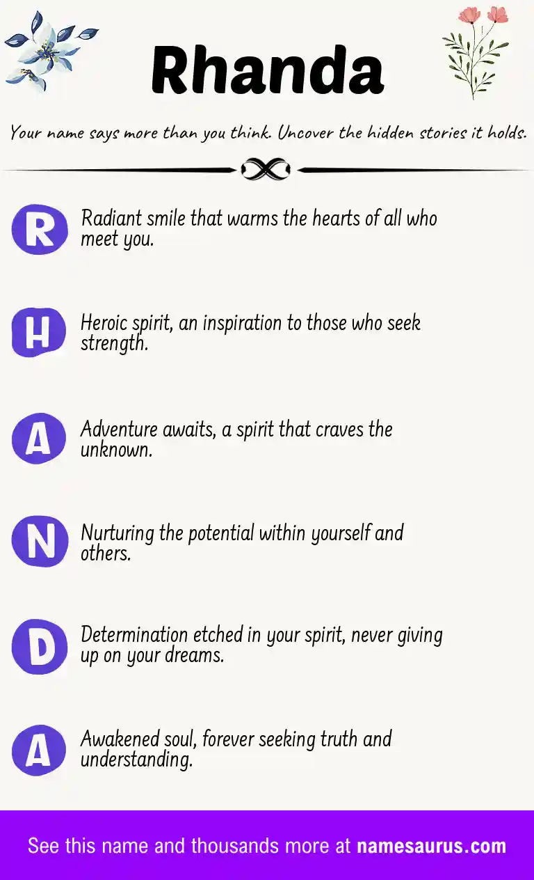 Acrostic poem about Rhanda.