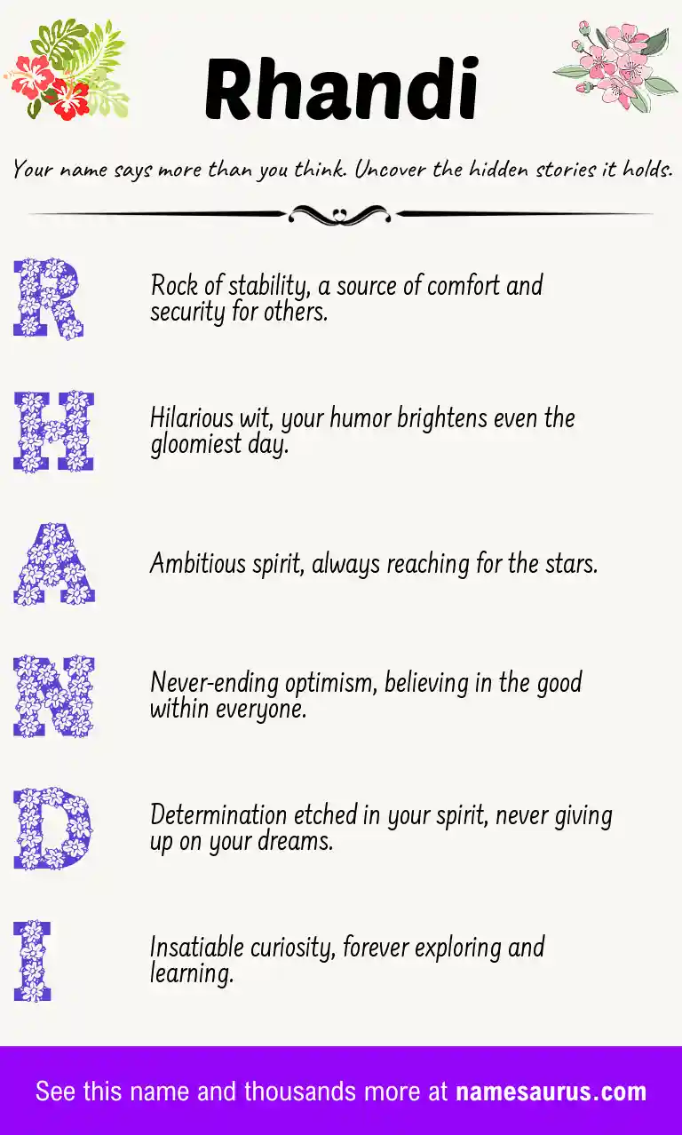 Acrostic poem about Rhandi.