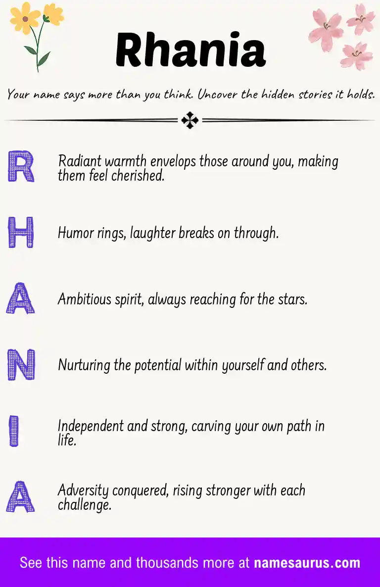 Acrostic poem about Rhania.