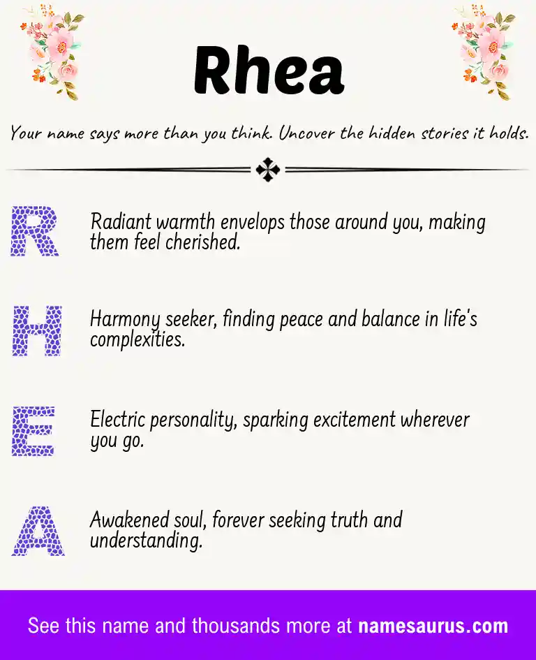 Acrostic poem about Rhea.