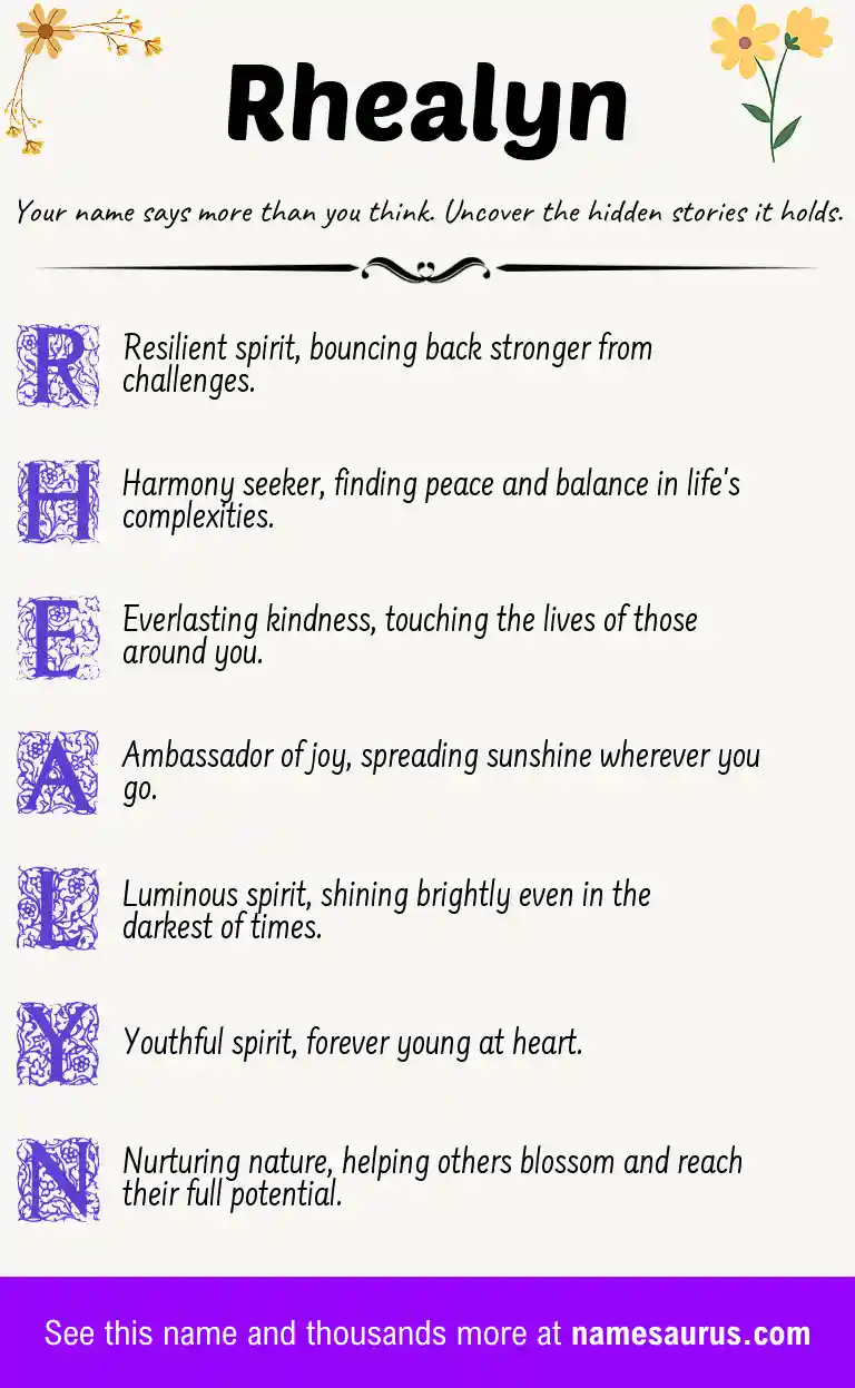 Acrostic poem about Rhealyn.
