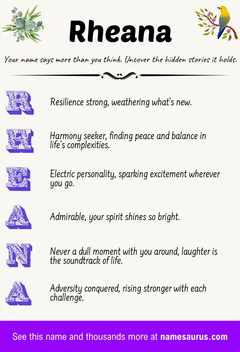 Acrostic poem about Rheana.