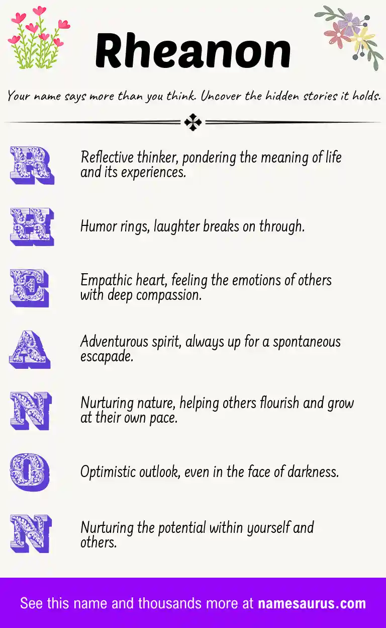 Acrostic poem about Rheanon.