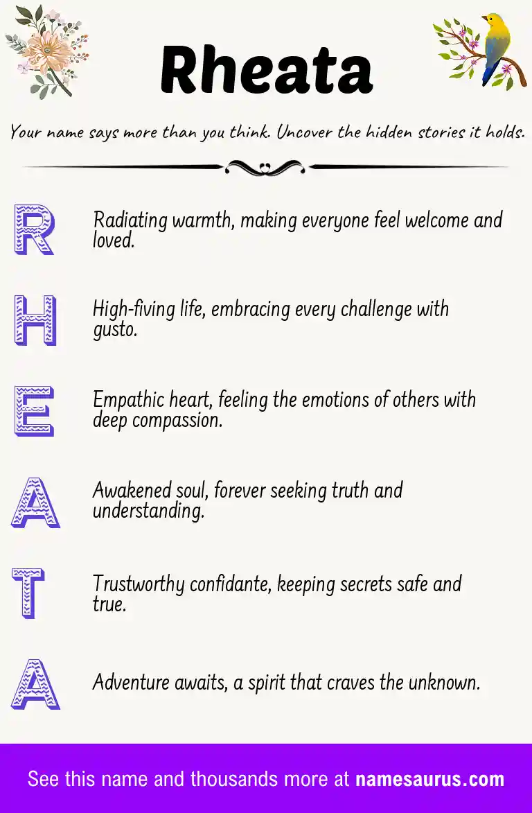 Acrostic poem about Rheata.
