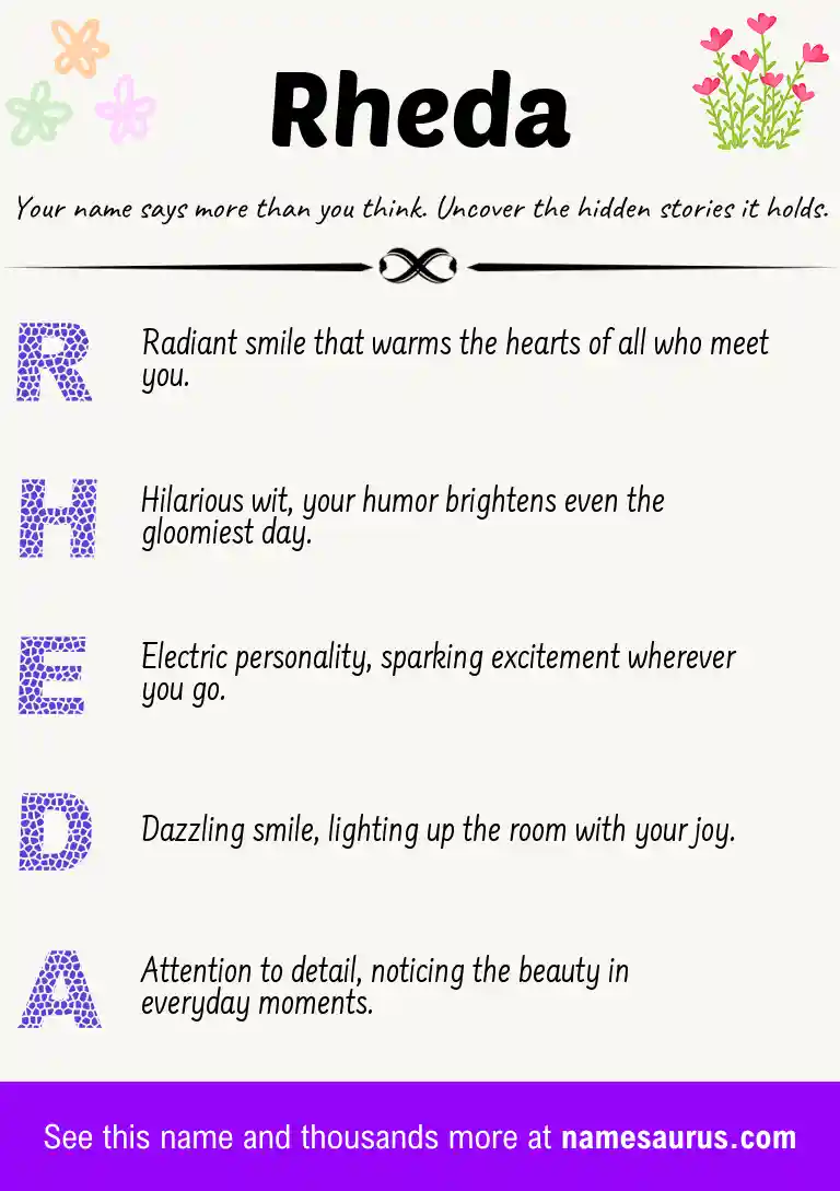 Acrostic poem about Rheda.
