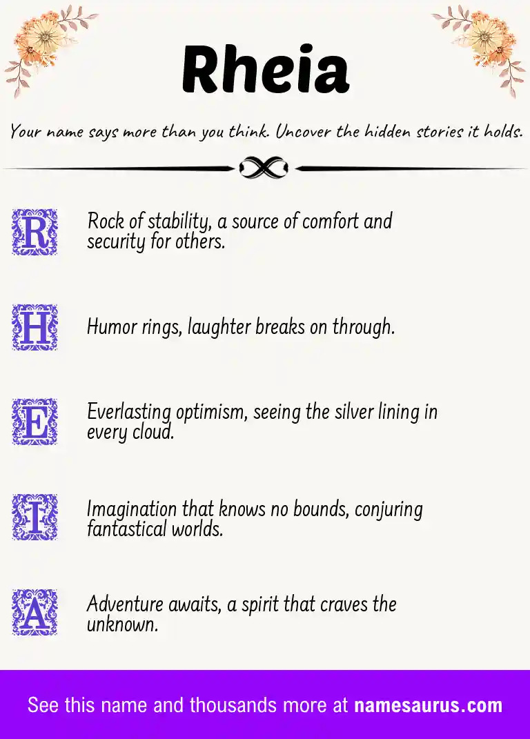 Acrostic poem about Rheia.