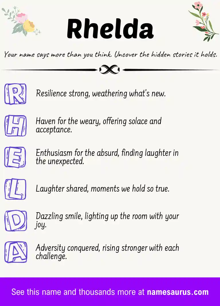 Acrostic poem about Rhelda.