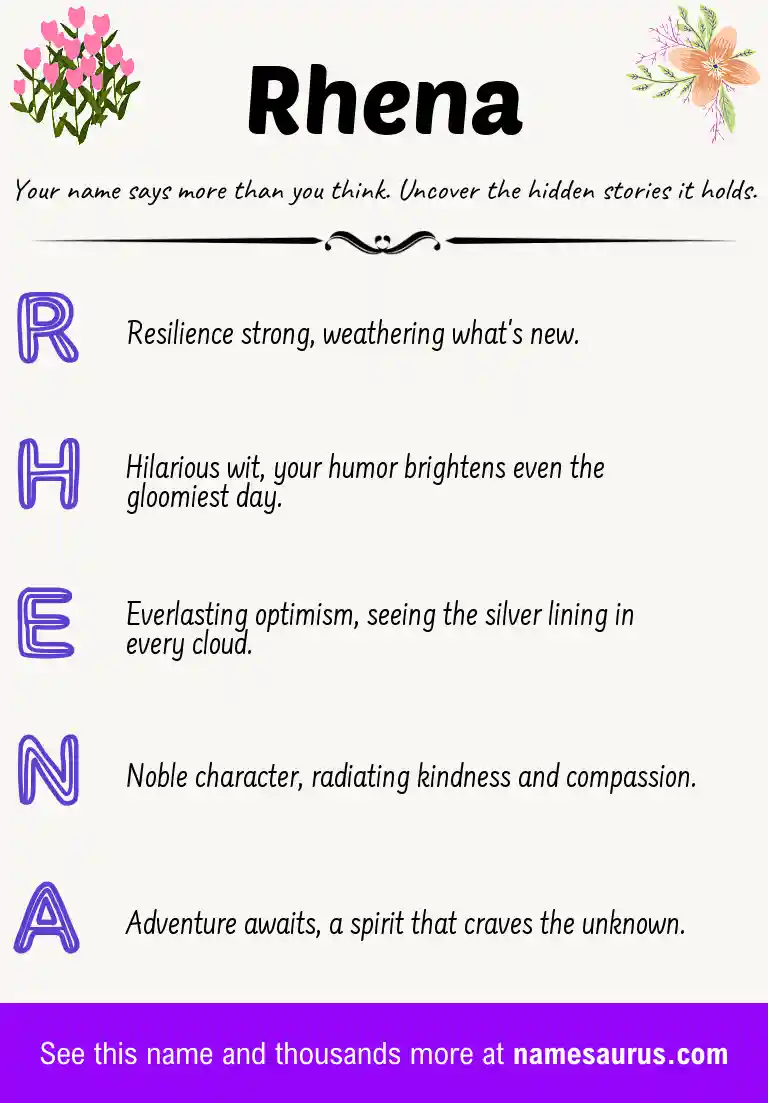 Acrostic poem about Rhena.