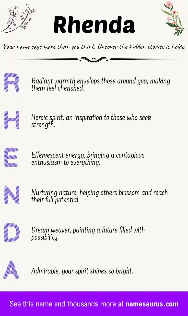 Acrostic poem about Rhenda.